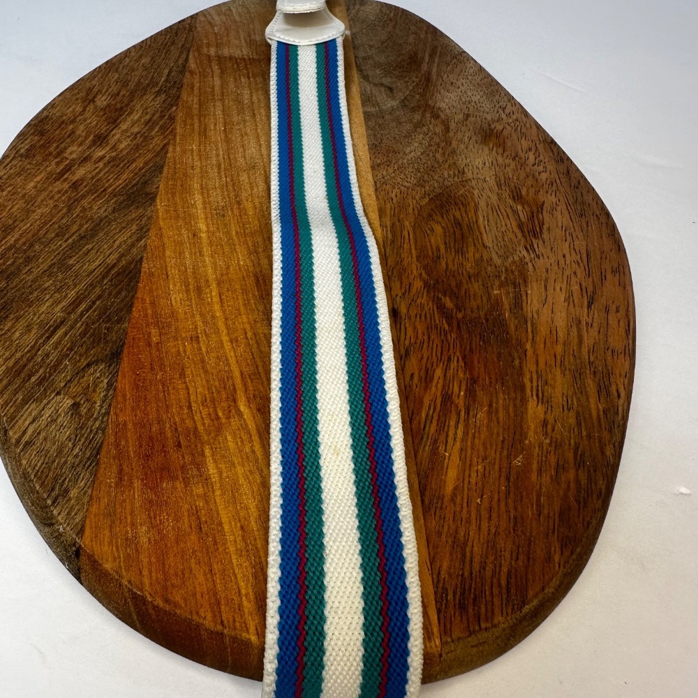 Vintage TanJay Striped Elastic Belt Size 18 Multicolor Ring Buckle - Picture 3 of 6